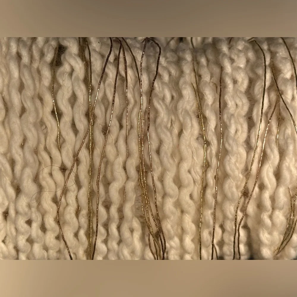 Boho Woven Wall Hanging Anthropologie Style Fiber Art Fringe Gold Thread